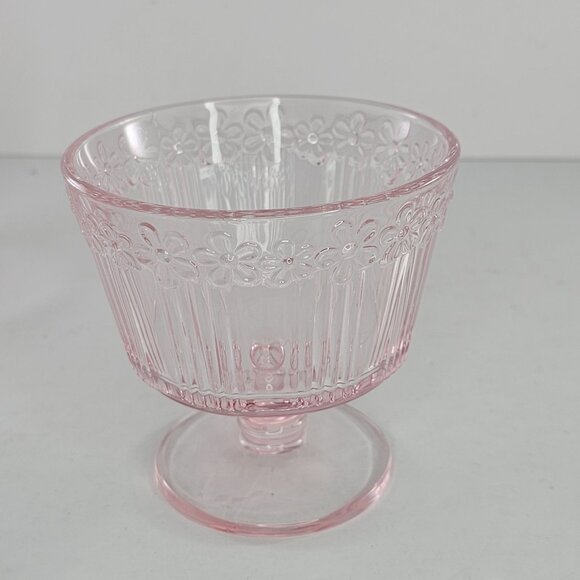 Daisy Flower Glass Dessert Pedestal Cups Set of 4 Blue Green PInk - Picture 9 of 12